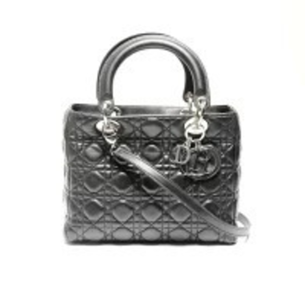 Dior 2way  Handbag Black Leather Christian Lady